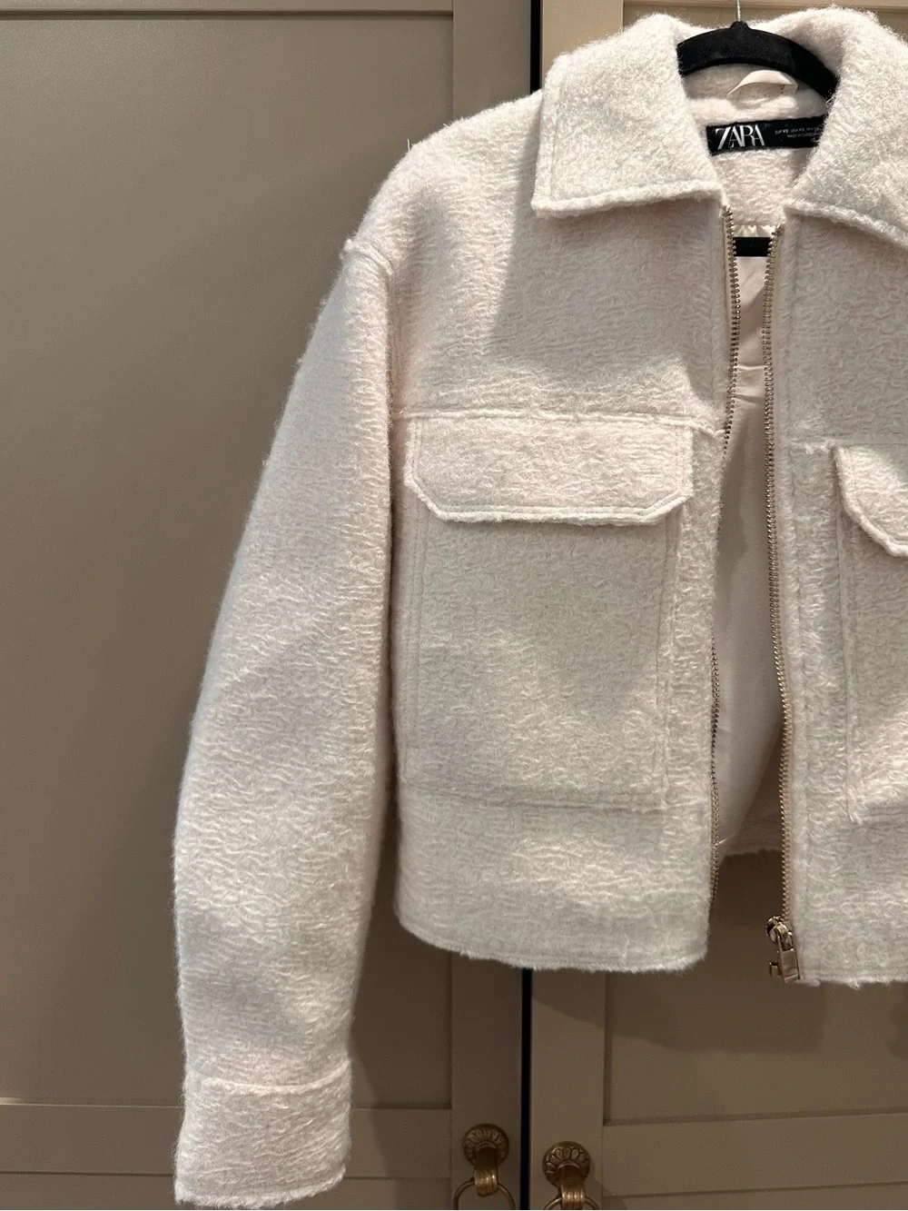 Zara Cream Bouclé Cropped Jacket | Textured Wool Blend | Quiet Luxury Style XS - Picture 3 of 7